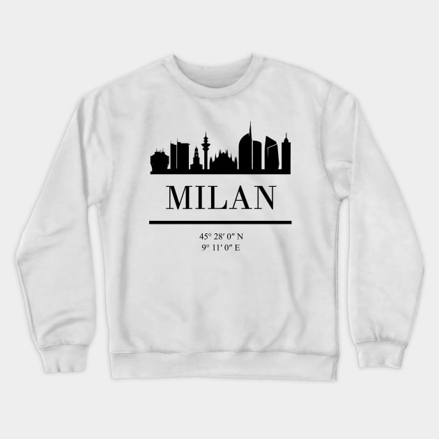 MILAN ITALY BLACK SILHOUETTE SKYLINE ART Crewneck Sweatshirt by deificusArt